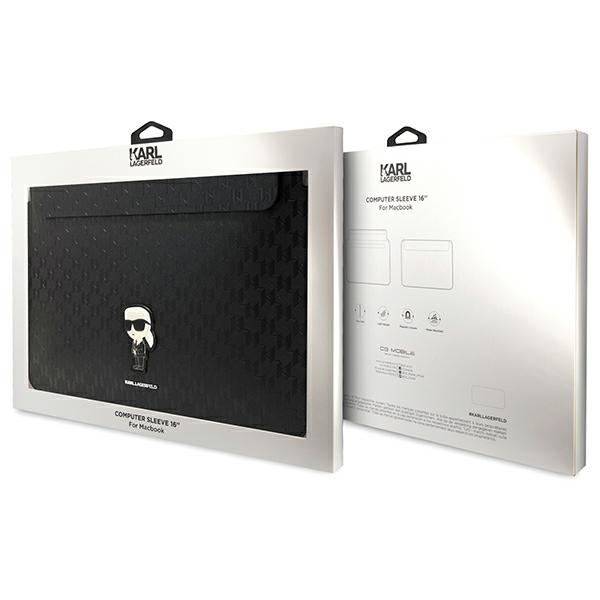 Pokrowiec Karl Lagerfeld Saffiano Monogram Ikonik na laptopa 16" - czarny