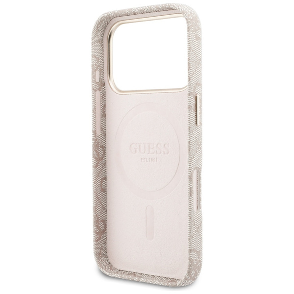 Etui Guess 4G Script MagSafe do iPhone   17 Pro Max różowy