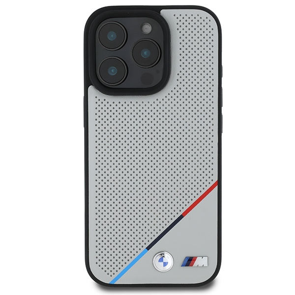 BMW BMHMP16L23PUPDG iPhone 16 Pro 6.3" szary/grey hardcase M Perforated Tricolor Line MagSafe