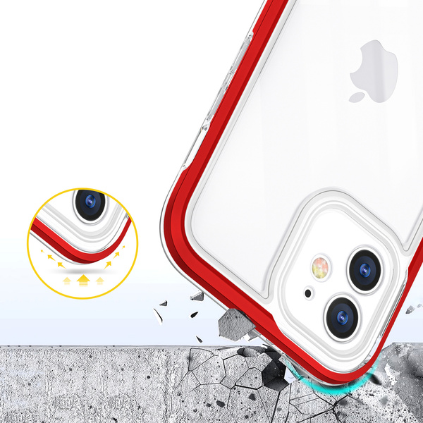 CLEAR 3IN1 CASE FOR IPHONE 12 FRAME GEL COVER RED