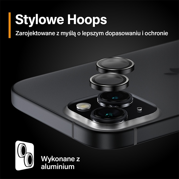 PanzerGlass Hoops Camera iPhone 15 6.1" / 15 Plus 6.7" czarny/black 1138 camera lens protector hoop optic rings