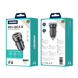 JELLICO car charger F4 PD 20W 1xUSB-C + 1xUSB QC3.0 Black