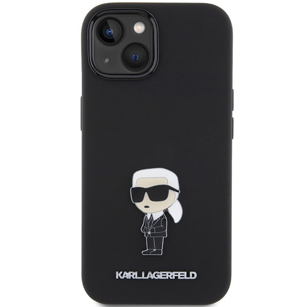 Etui Karl Lagerfeld Silicone Ikonik Metal Pin na iPhone 15 - czarne