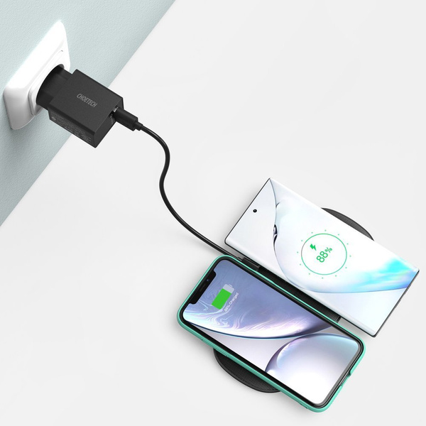 CHOETECH 2IN1 QI WIRELESS CHARGER FOR AIRPODS 2 PHONE / EARPHONE WITH 5 CHARGING COILS BLACK (T535-S (H))