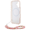Guess GUHMP16SHCPOFPP iPhone 166.1" różowy/pink hardcase IML Flowers Allover Electro With Pearl Strap MagSafe