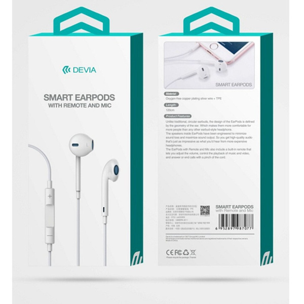 Devia wired headphones Smart Earpods Earpods Jack 3.5mm in -ear