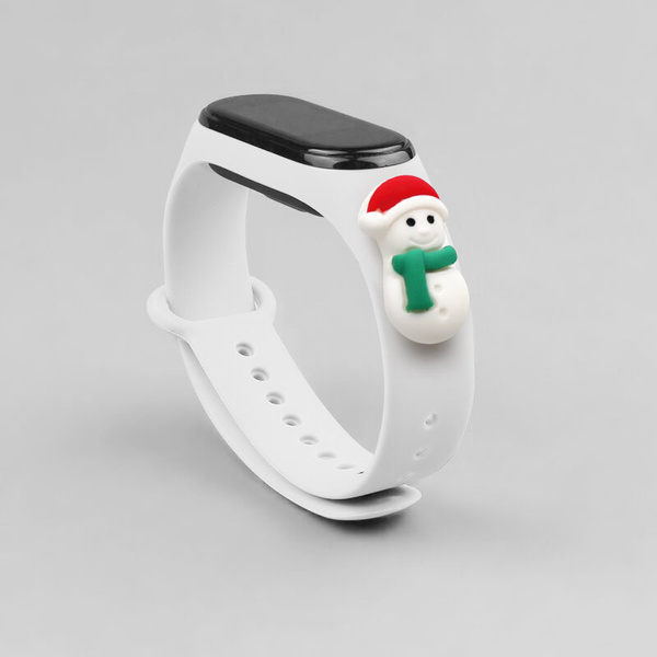 Strap Xmas opaska do Xiaomi Mi Band 6 / Mi Band 5 świąteczny silikonowy pasek bransoletka biały (bałwanek 1)