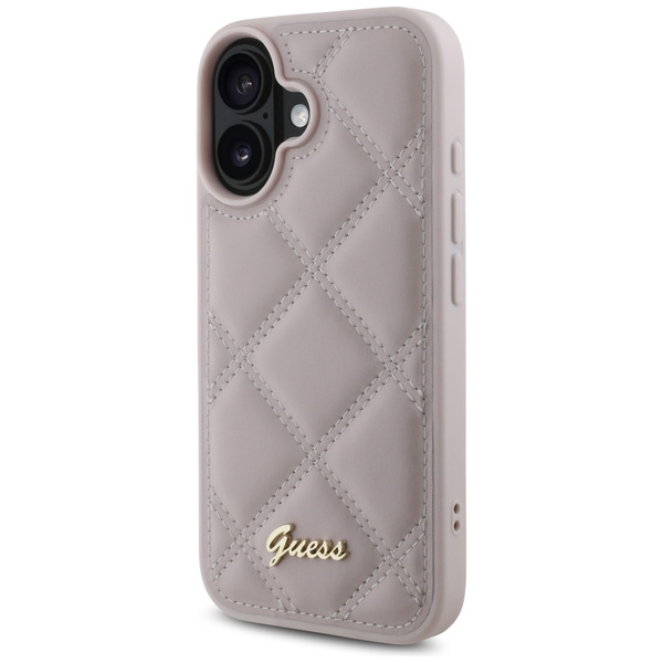 Guess GUHCP16SPSQSQSP iPhone 16 6.1" różówy/pink hardcase Quiled Metal Logo