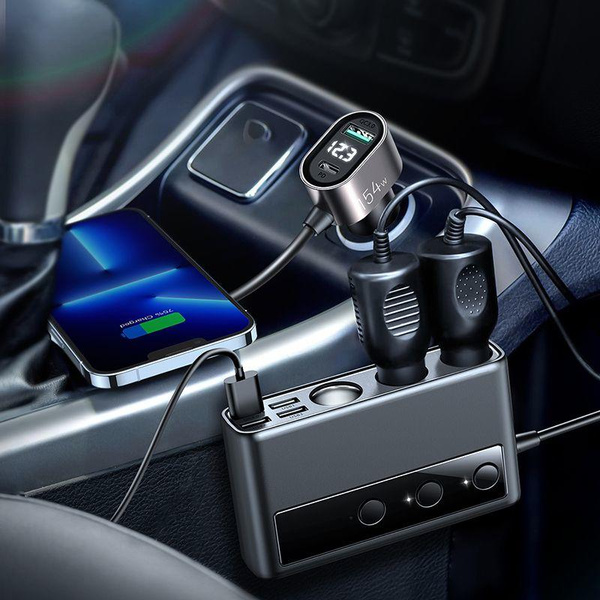 Ładowarka samochodowa 9w1 Joyroom JR-CL06 154W 5x USB-A / USB-C / 3x gniazdo zapalniczki PD QC PPS - czarna