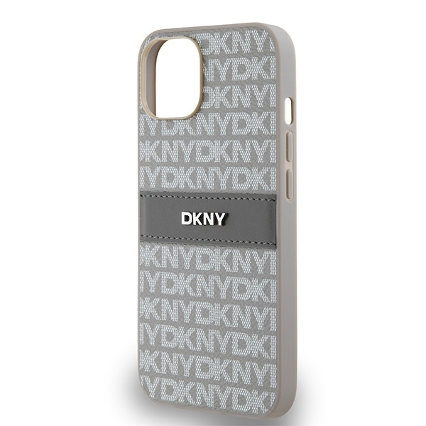 DKNY DKHCP14SPRTHSLE iPhone 14 / 15 / 136.1" beżowy/beige hardcase Leather Mono Stripe & Metal Logo