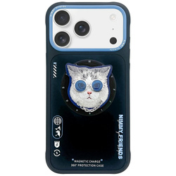 Etui Nimmy Glasses Cool Cat MagSafe do   iPhone 17 Pro Max czarno niebieski