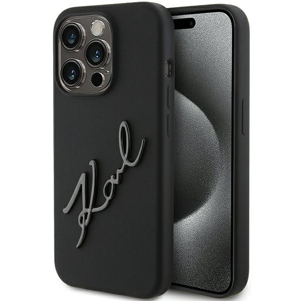 KARL LAGERFELD KLHCP15LSKSBMCK IPHONE 15 PRO 6.1" CZARNY/BLACK HARDCASE SILICONE KARL SCRIPT