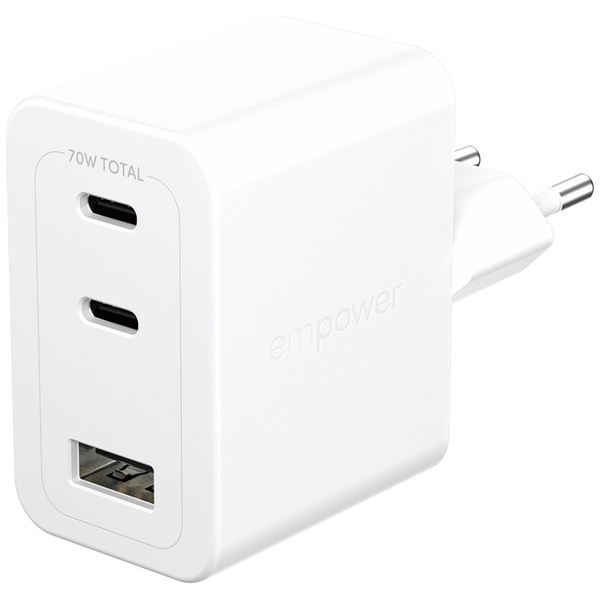 Ładowarka sieciowa empower by            PanzerGlass Turbo 70W 2x USB-C USB-A srebrno-biały