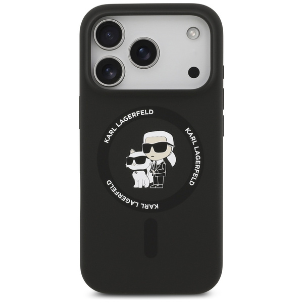 Etui Karl Lagerfeld Silicone             Karl&Choupette Ring MagSafe do iPhone 17 Pro Max czarny