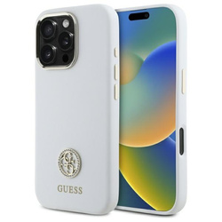 Guess GUHCP16LM4DGPH iPhone 16 Pro 6.3"  biały/white hardcase Silicone Logo Strass 4G