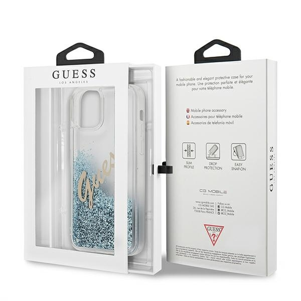 GUESS GUHCP12LGLVSBL IPHONE 12 PRO MAX 6,7" NIEBIESKI/BLUE HARDCASE GLITTER VINTAGE SCRIPT