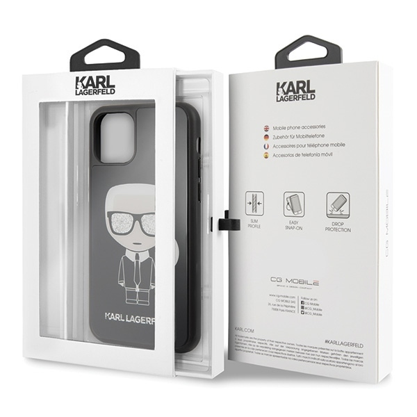 KARL LAGERFELD KLHCN61DLFKBK IPHONE 11 6,1" / XR CZARNY/BLACK HARD CASE ICONIC KARL GLITTER
