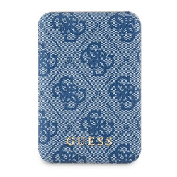Guess Powerbank indukcyjny 15WGUPB5FP4EMGB 5000mAh niebieski/blue 4G Leather Metal Logo MagSafe