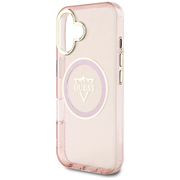 Etui Guess IML Metal Mountain Logo       MagSafe do iPhone 16 różowy