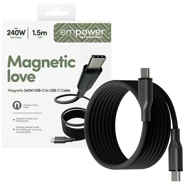 Kabel empower by PanzerGlass Magnetic    240W USB-C do USB-C 1.5m czarny