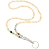 WODEN BEADS PENDANT LEASH FOR KEYS, TELEPHONE BEIGE
