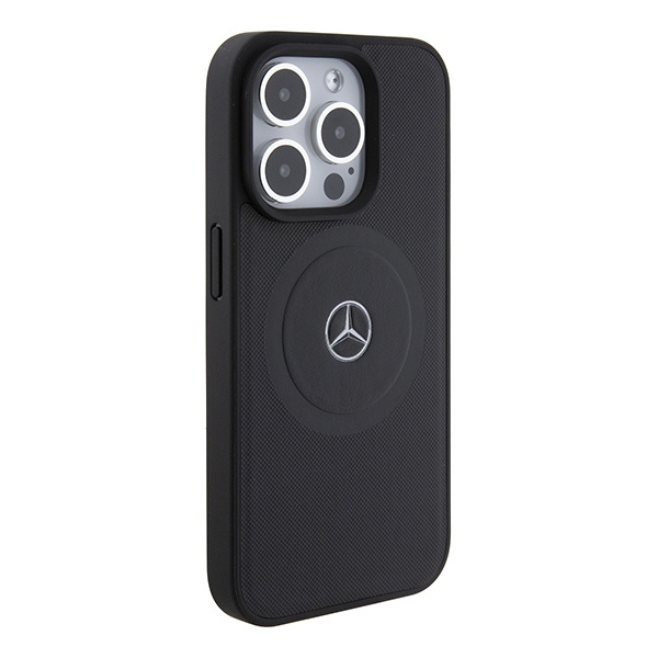Mercedes MEHMP15X23RMMK iPhone 15 Pro  Max 6.7" czarny/black hardcase Crossed Lines Pattern Leather MagSafe