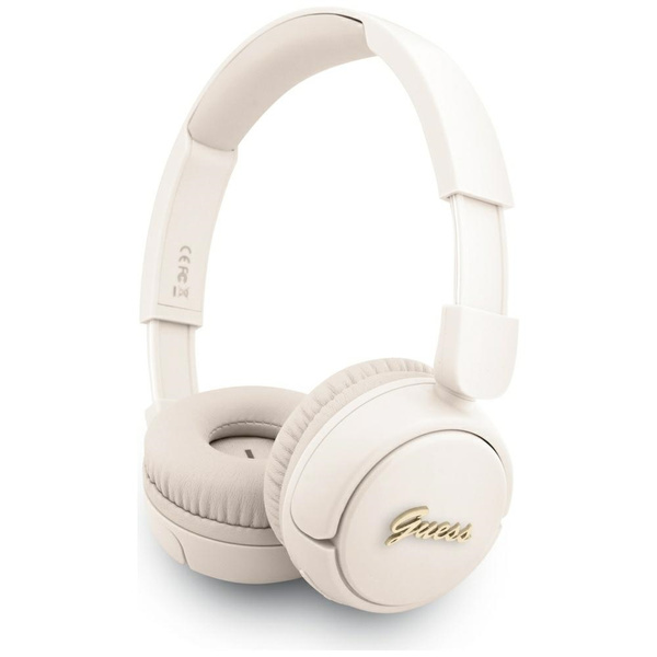 Słuchawki nauszne Guess Bluetooth 5.3    Metal Logo Script beżowy