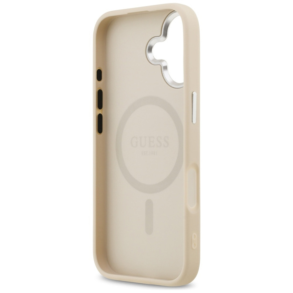 Etui Guess Triangle Logo MagSafe do      iPhone 17 beżowy