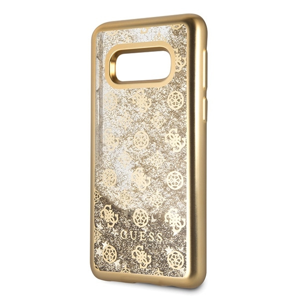 GUESS GUHCS10LPEOLGGO S10E G970 ZŁOTY /GOLD HARD CASE 4G PEONY LIQUID GLITTER