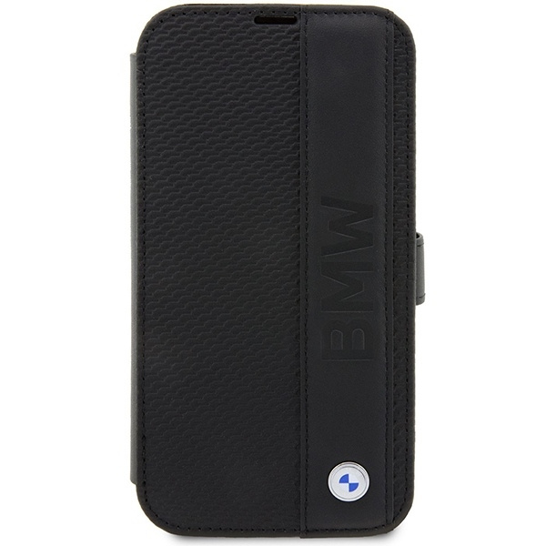 Etui BMW Leather Textured & Stripe na iPhone 14 Pro Max - czarne