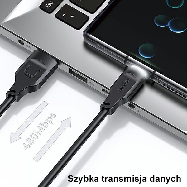 USAMS Kabel USB-C 6A 1,2m Fast Charging  Port Display Lithe Series biały/white SJ568USB02(US-SJ568)