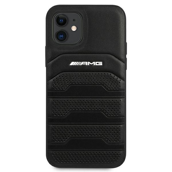 Etui AMG Leather Debossed Lines na iPhone 12 mini - czarne