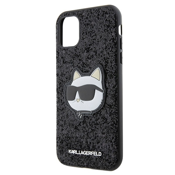 Etui Karl Lagerfeld Glitter Choupette Patch na iPhone 11 / Xr - czarne