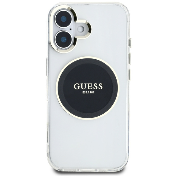 Etui Guess IML Metal Colored Circle      Classic Logo MagSafe do iPhone 16 czarny