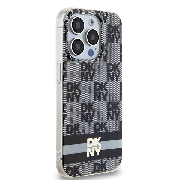 DKNY DKHMP13LHCPTSK iPhone 13 Pro / 136.1" czarny/black hardcase IML Checkered Mono Pattern & Printed Stripes MagSafe