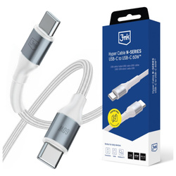 Kabel 3MK Hyper Cable N-SERIES USB-C do USB-C 1m 20V/3A 60W biały