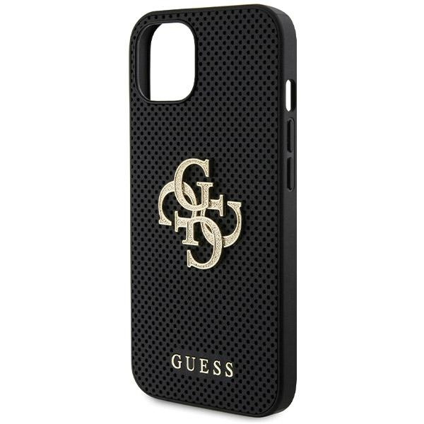 Guess GUHCP15SPSP4LGK iPhone 15 / 14 / 13 6.1" czarny/black hardcase Leather Perforated 4G Glitter Logo