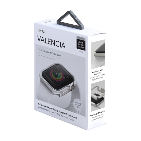 UNIQ etui Valencia Apple Watch Series 4/5/6/SE 44mm. srebrny/titanium silver