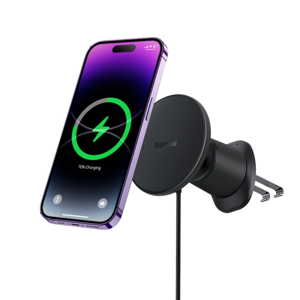 Baseus CW01 car holder for iPhone with 15W inductive charger for air vent - black