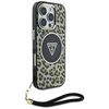 Etui Guess HC IML Leopard Triangle Cord  Strap do iPhone 16 Pro MagSafe brązowy