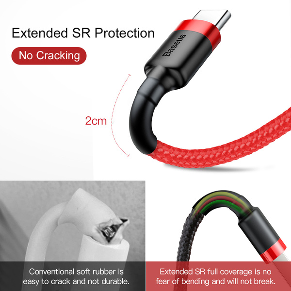 Kabel Baseus Cafule USB-A / USB-C QC 3.0 3A 0.5 m - czerwony
