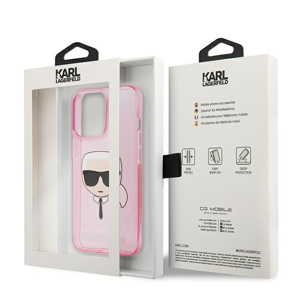 KARL LAGERFELD KLHCP13XKHTUGLP IPHONE 13 PRO MAX 6.7 "PINK/PINK HARDCASE GLITTER KARL`S HEAD