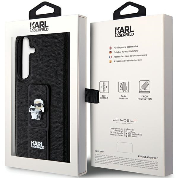 KARL LAGERFELD KLHCS24MGSAKCPK S24+ S926 CZARNY/BLACK HARDCASE GRIPSTAND SAFFIANO KARL&CHOUPETTE PINS