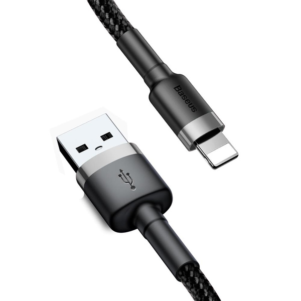Kabel Baseus Cafule USB-A / Lightning 2.4A QC 3.0 0.5 m - czarno-szary
