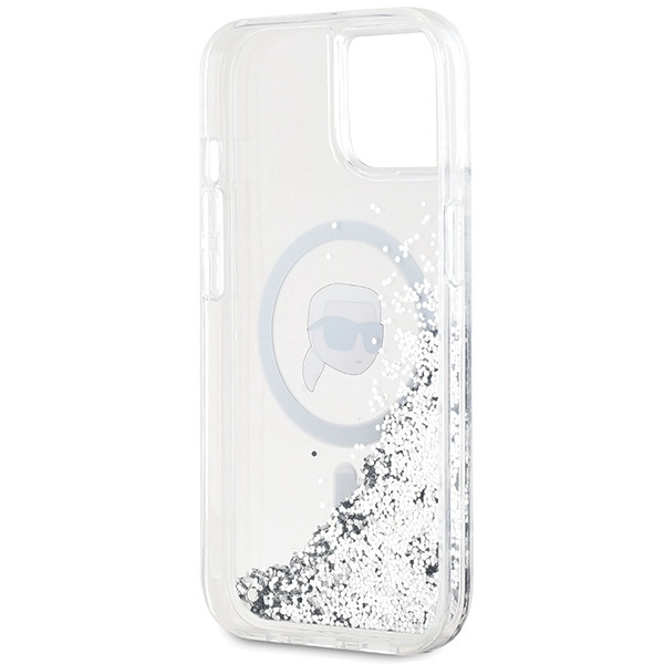 Karl Lagerfeld KLHMP15SLGKISGH iPhone 15 / 14 / 13 6.1" hardcase transparent Liquid Glitter Karl Head Magsafe