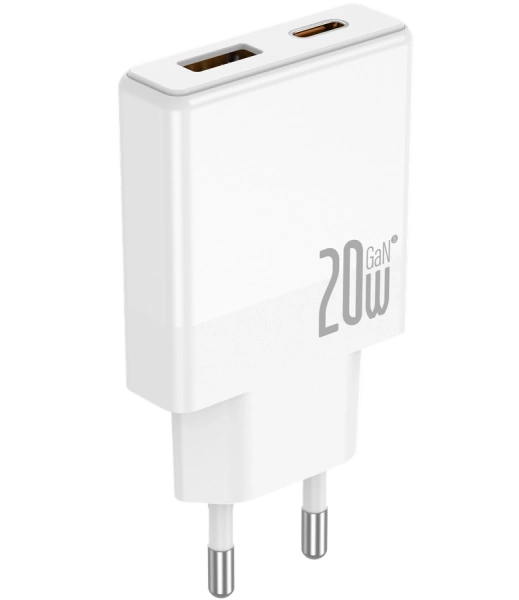 JELLICO wall charger EU57 PD 20W 1xUSB-C + 1xUSB QC3.0 + cable USB-C - USB-C White