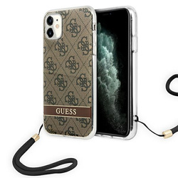 Guess GUOHCN61H4STW iPhone 11brązowy/brown hardcase 4G Print Strap