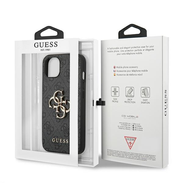Guess GUHCP13M4GMGGR iPhone 13 / 14 / 15 6.1" szary/grey hardcase 4G Big Metal Logo
