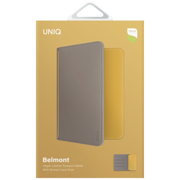 Etui na paszport UNIQ Belmont blokada     RFID szaro-żółty