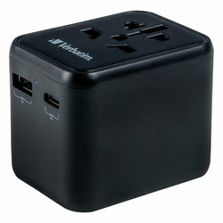 Verbatim Adapter podróżny EU/UK/US2xUSB-A/USB-C PD 20W UTA-02 czarny/black 49544